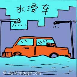 水浸车 水浸车 car submerged in water
